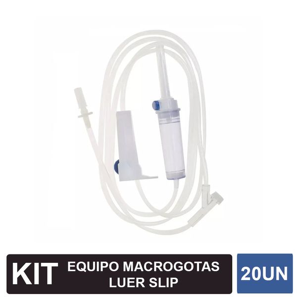 KIT Equipo Macrogotas Para Infusão Intravenosa Luer Slip Medix com 20 unidades