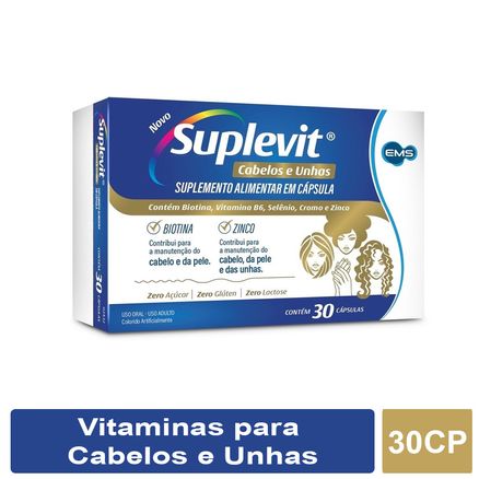 Suplevit Cabelos E Unhas 30 Cápsulas EMS - Farma 22