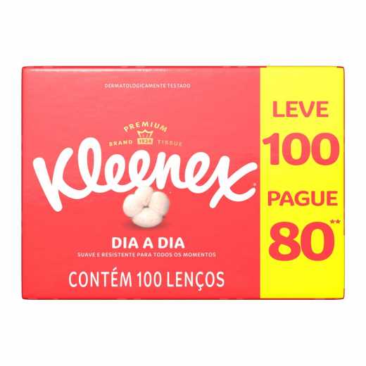 Lenço de Papel Kleenex Duplo Descartável 100 unidades