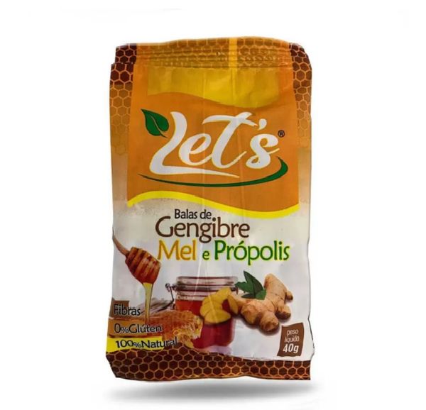 Balas De Gengibre Let's Mel com Propolis 40g