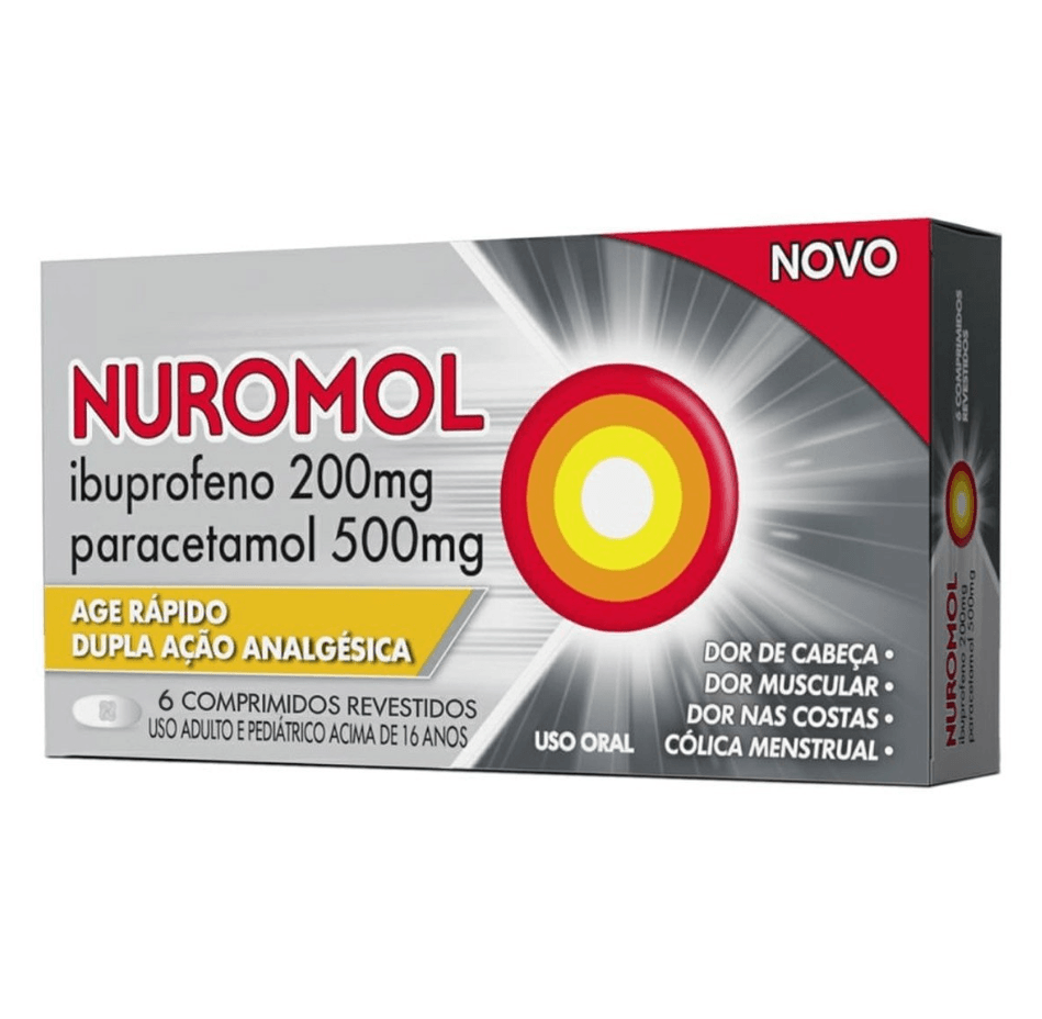 Nuromol Ibuprofeno 200mg + Paracetamol 500mg 6 Comprimidos Mais Preço