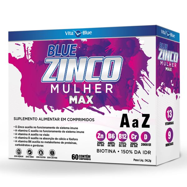 Suplemento Alimentar Zinco Max Mulher 60 Comprimidos