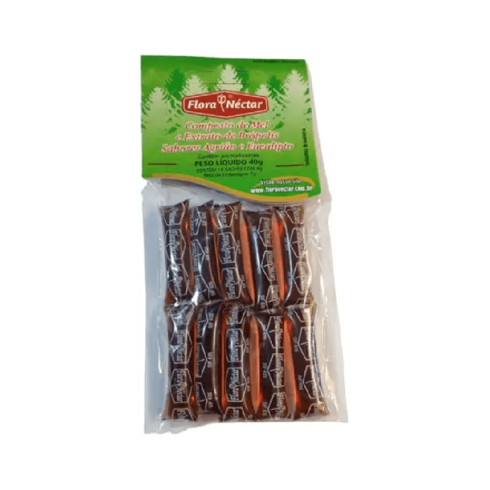 Mel Flora Nectar Própolis Mel e Eucalipto Sachê 10 Unidades Farma 22
