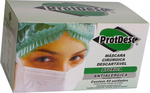Máscara odontológica com elástico Protdesc 50 unidades