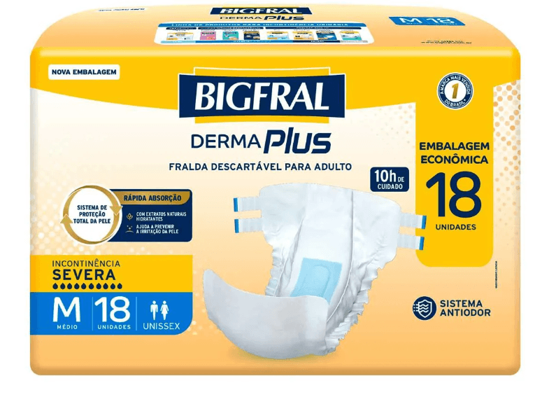 Fralda Geriátrica Bigfral Plus M 18 Unidades