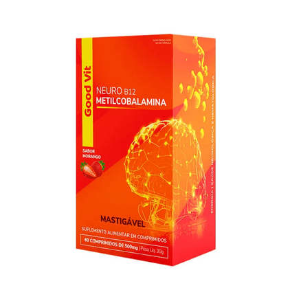 Neuro B12 Metilcobalamina Suplemento Alimentar Good Vit Sabor Morango 60 Comprimidos De 500Mg Mastigável preço