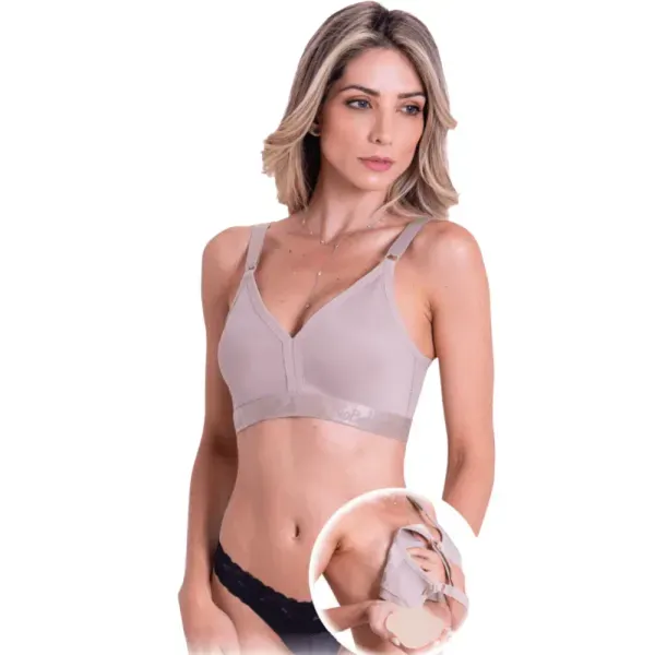 Sutiã para Mastectomia com Fecho nas Costas Biobela Chocolate Tam 50 Ref: 1677